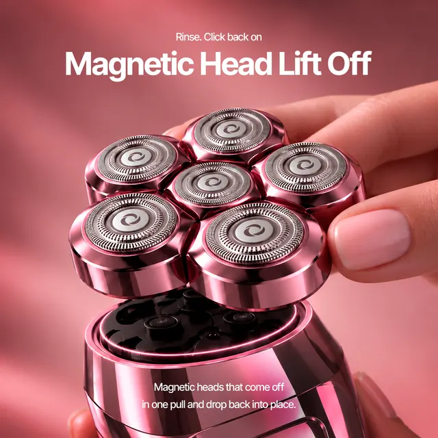 Amoria slide: magnetic shaving head lifting off for cleaning